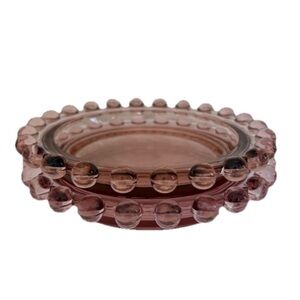 Imperial Bubble Glass Candlewick Pink Depression Glass Trays Candle Holder 2 lot